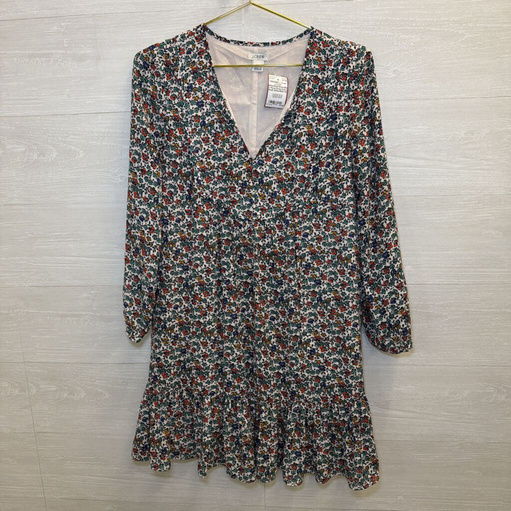 J. Crew White/Red/Green/Blue Floral Dress Extra Small