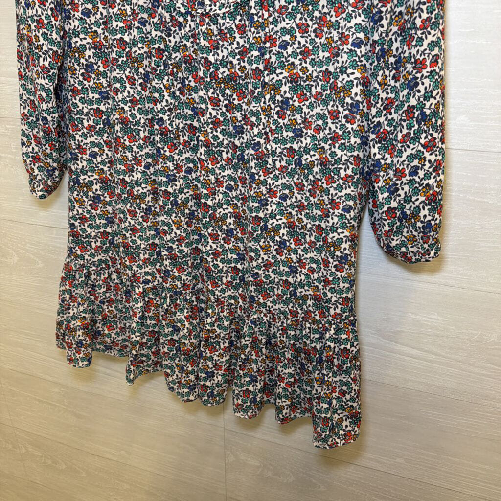 J. Crew White/Red/Green/Blue Floral Dress Extra Small