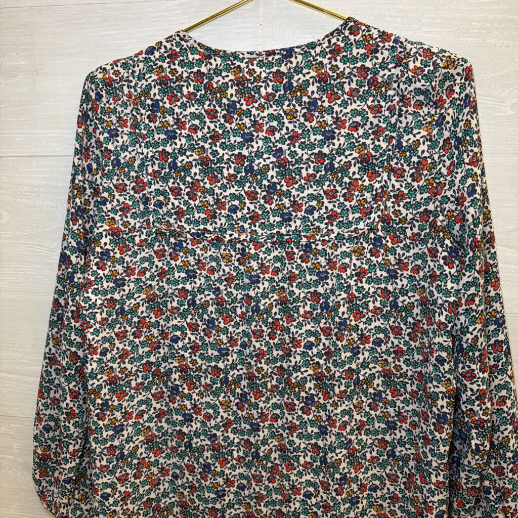 J. Crew White/Red/Green/Blue Floral Dress Extra Small