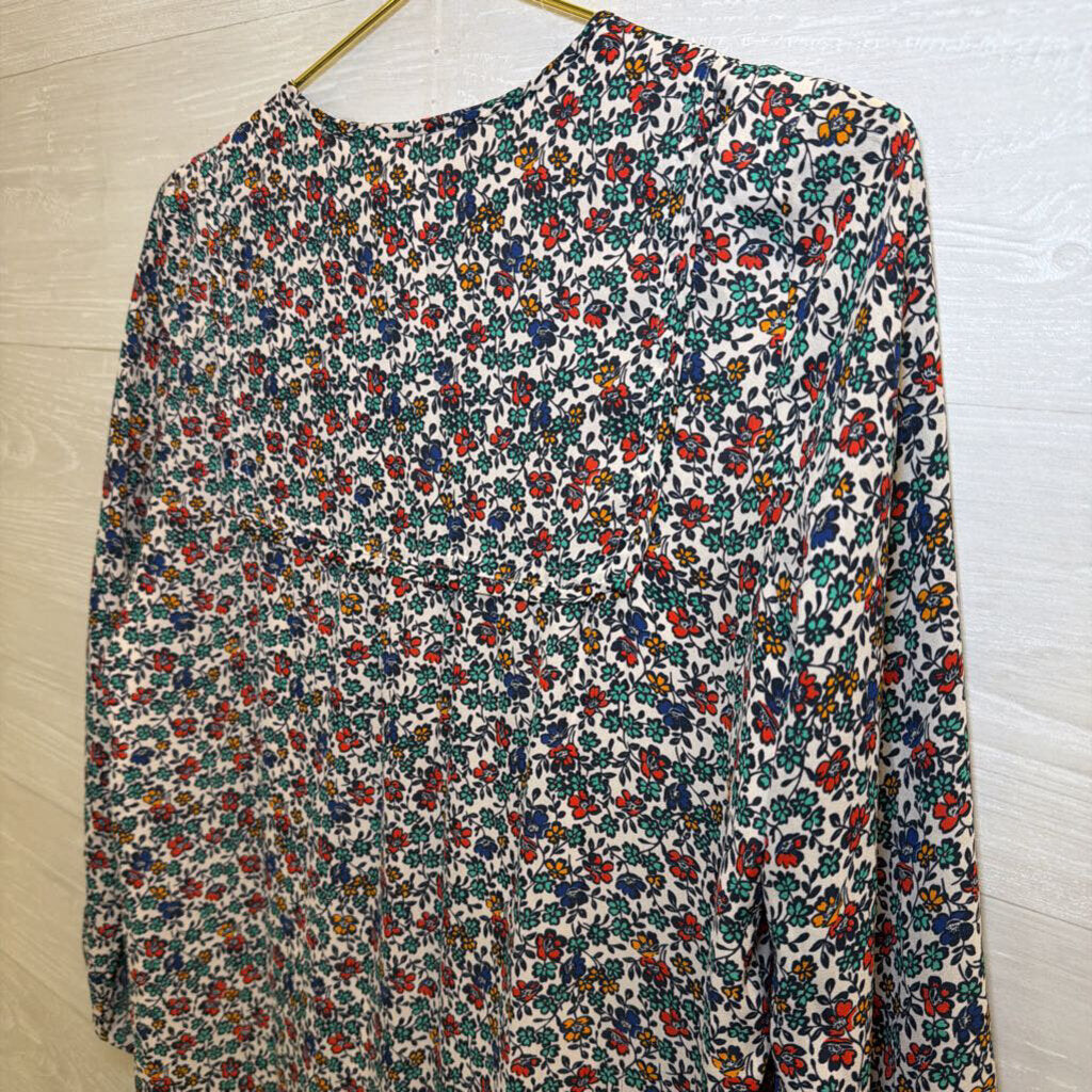 J. Crew White/Red/Green/Blue Floral Dress Extra Small