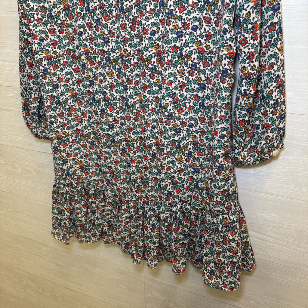 J. Crew White/Red/Green/Blue Floral Dress Extra Small
