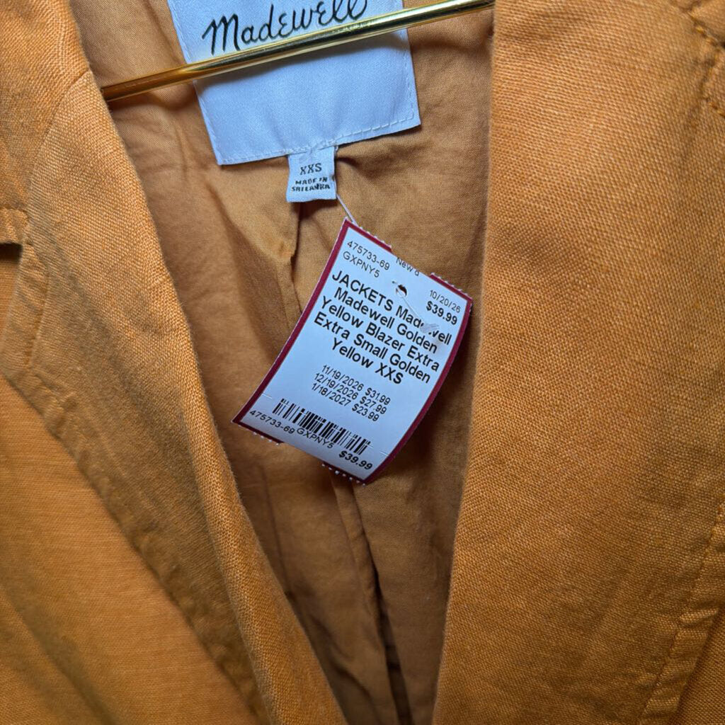 Madewell Golden Yellow Blazer Extra Extra Small