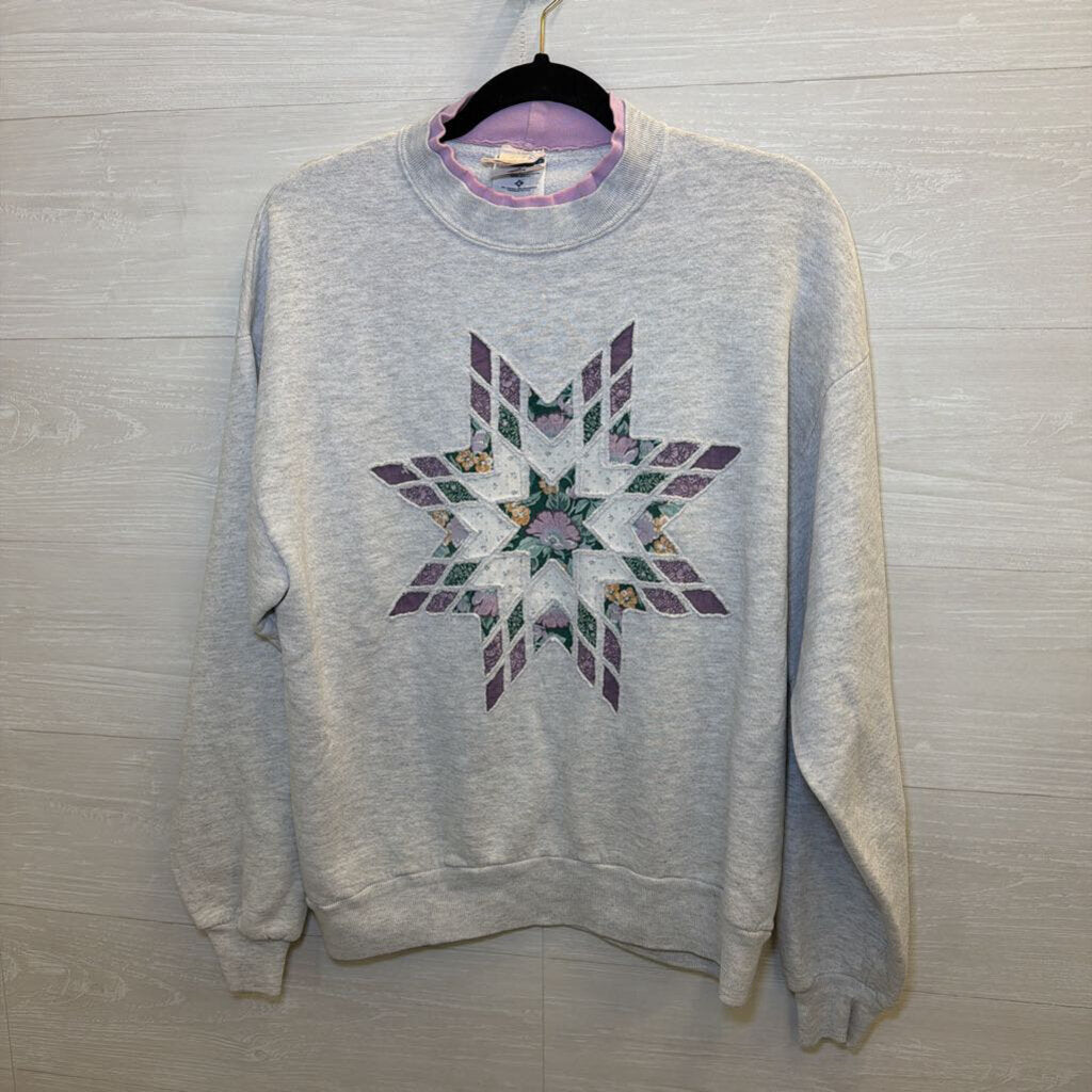 Vintage Jerzees Grey/ Purple Patchwork Star Sweatshirt Large