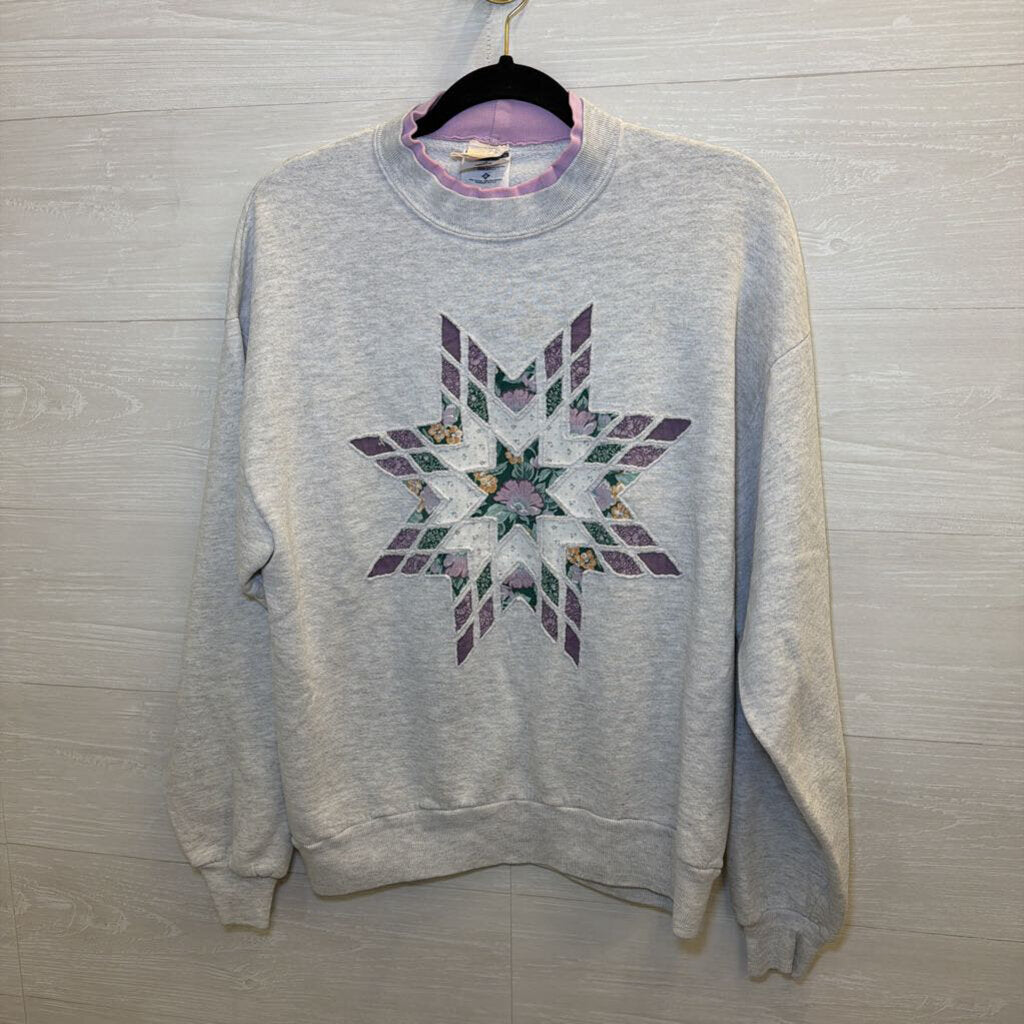 Vintage Jerzees Grey/ Purple Patchwork Star Sweatshirt Large