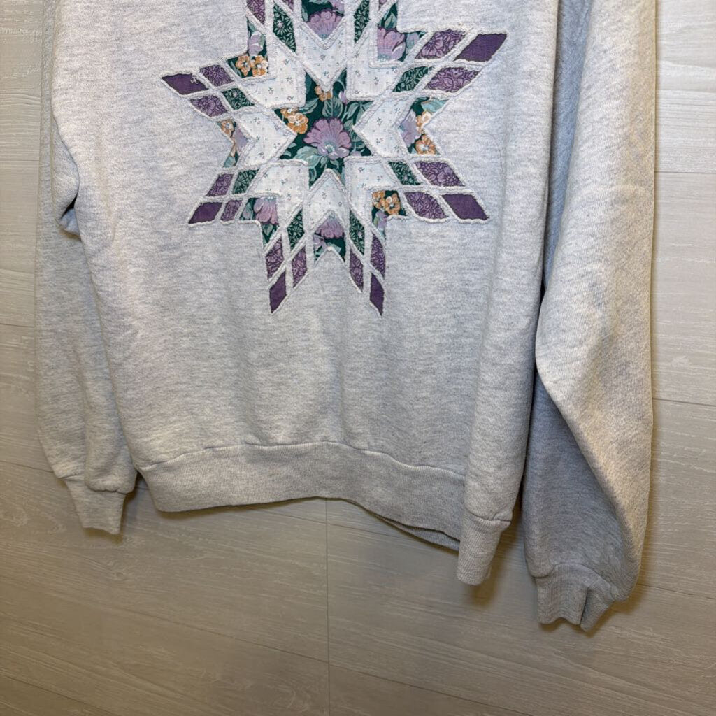 Vintage Jerzees Grey/ Purple Patchwork Star Sweatshirt Large