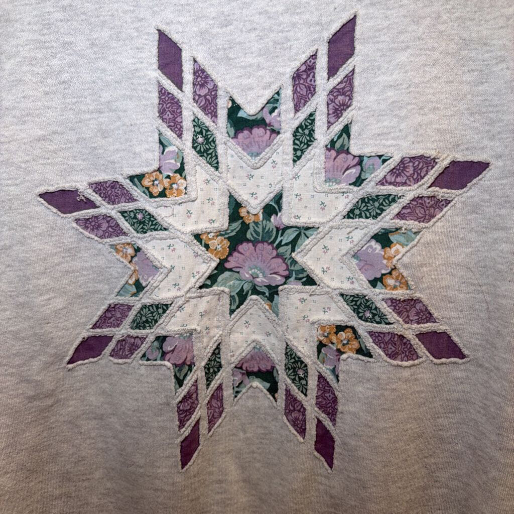 Vintage Jerzees Grey/ Purple Patchwork Star Sweatshirt Large