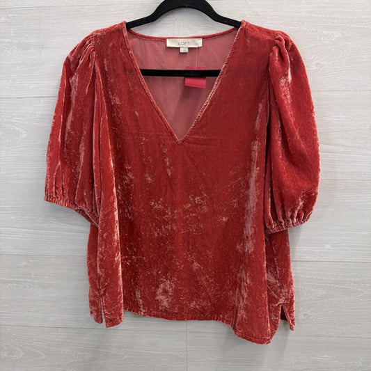 Pink Velvet Puff Sleeve Top Medium