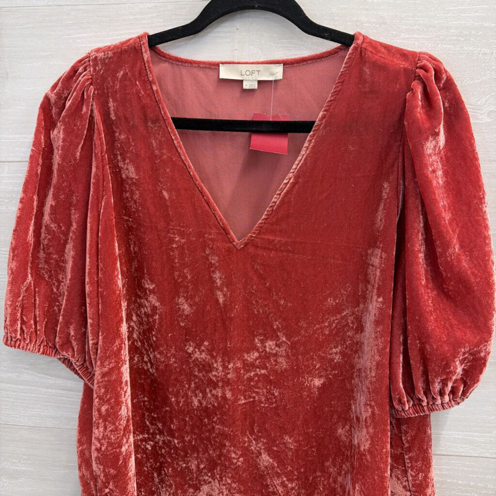 Pink Velvet Puff Sleeve Top Medium