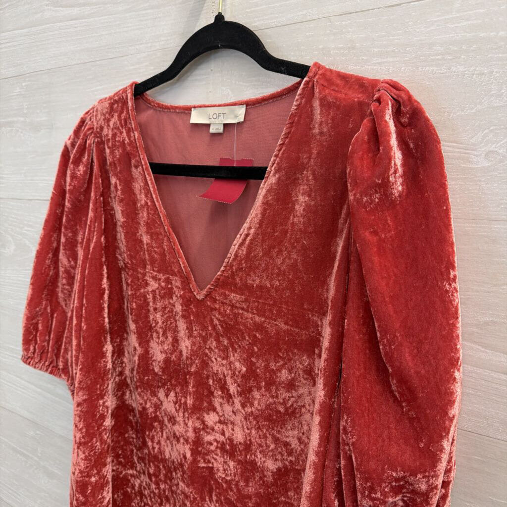 Pink Velvet Puff Sleeve Top Medium
