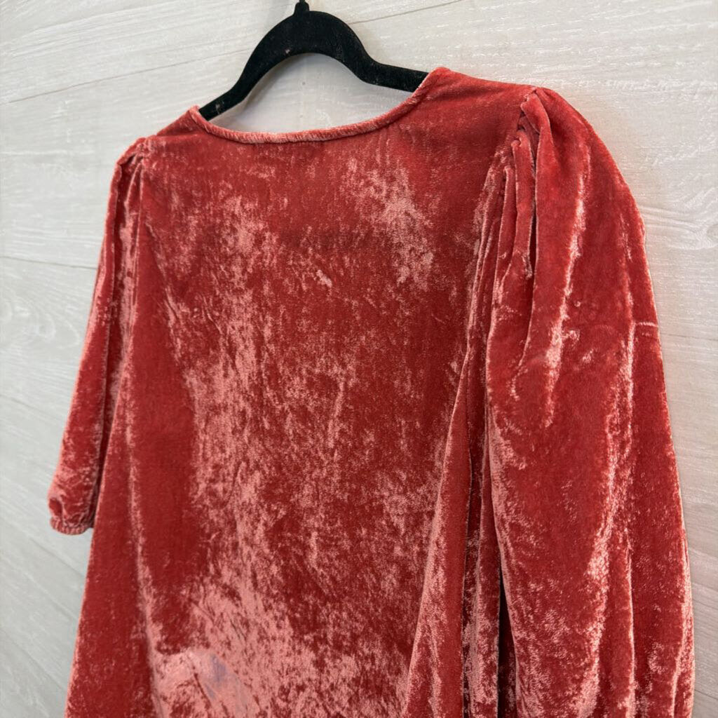 Pink Velvet Puff Sleeve Top Medium