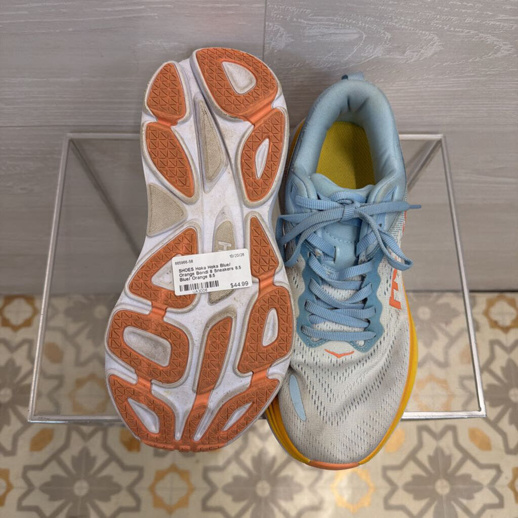 Hoka Blue/ Orange Bondi 8 Sneakers 8.5