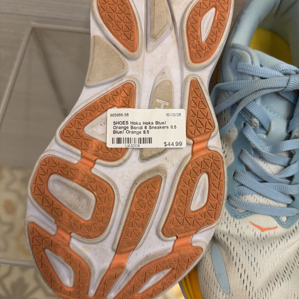 Hoka Blue/ Orange Bondi 8 Sneakers 8.5