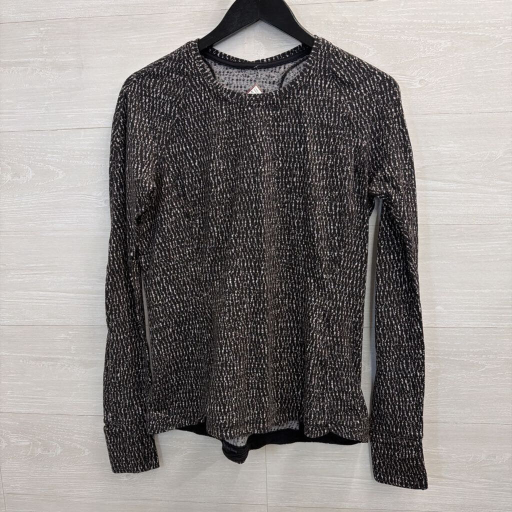 Lululemon Black/ White Print Long Sleeve Athletic Top Medium