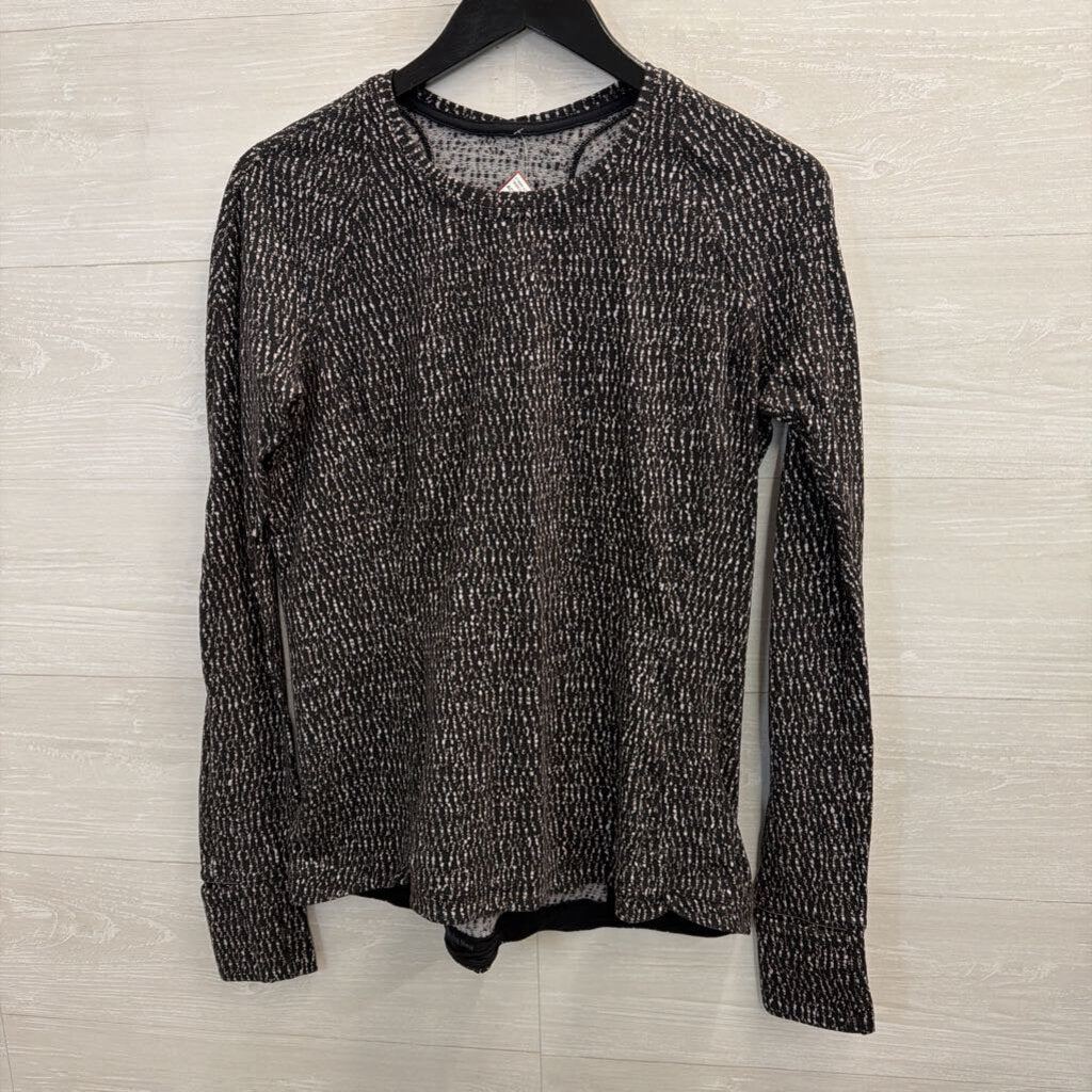 Lululemon Black/ White Print Long Sleeve Athletic Top Medium