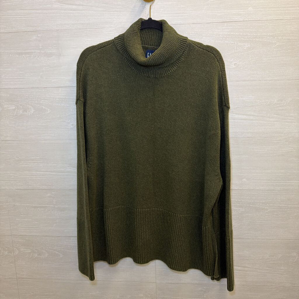 Gap Green Knit Turtleneck Sweater Medium Tall