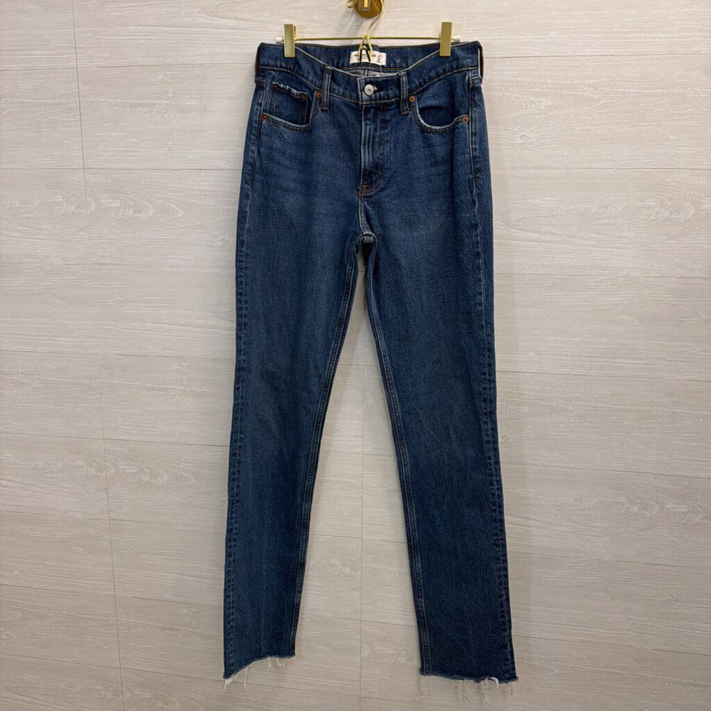 Abercrombie and Fitch Dark Wash Mid Rise 90s Straight Jeans 27 Extra Long