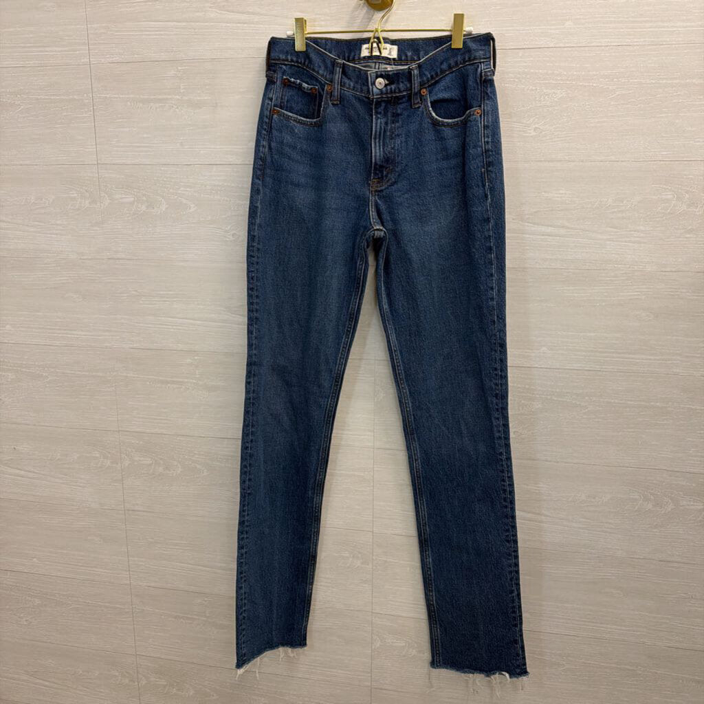 Abercrombie and Fitch Dark Wash Mid Rise 90s Straight Jeans 27 Extra Long
