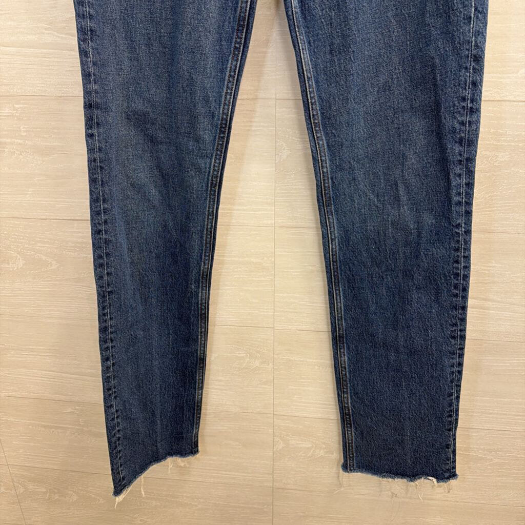 Abercrombie and Fitch Dark Wash Mid Rise 90s Straight Jeans 27 Extra Long