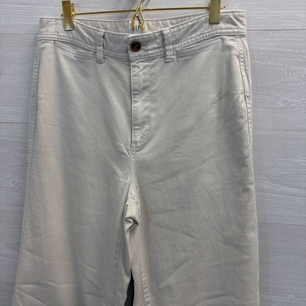 Gap Cream Denim High Rise Wide Leg Crop Jeans 6 Tall