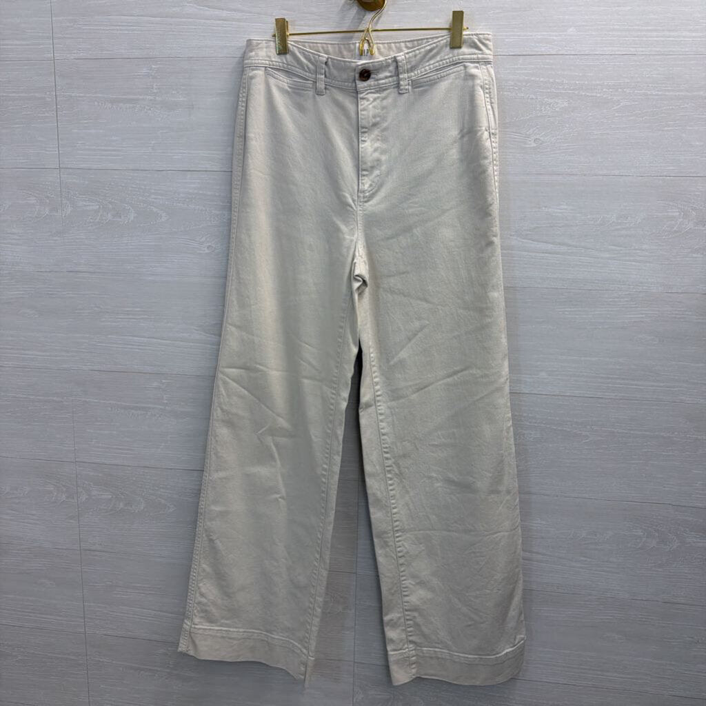 Gap Cream Denim High Rise Wide Leg Crop Jeans 6 Tall