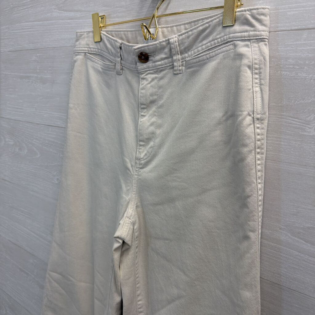 Gap Cream Denim High Rise Wide Leg Crop Jeans 6 Tall