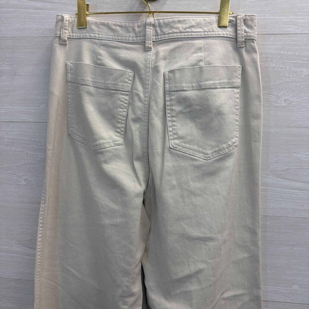 Gap Cream Denim High Rise Wide Leg Crop Jeans 6 Tall