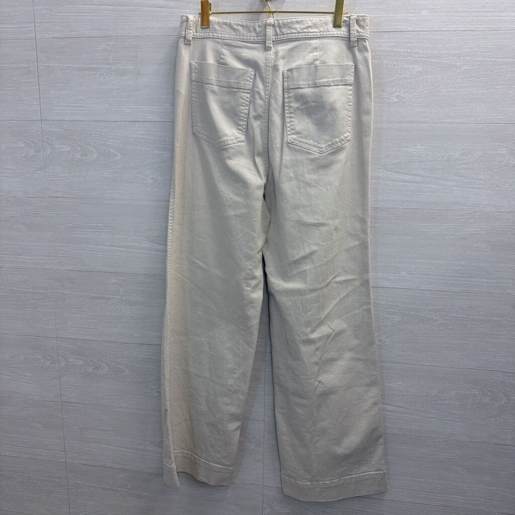 Gap Cream Denim High Rise Wide Leg Crop Jeans 6 Tall