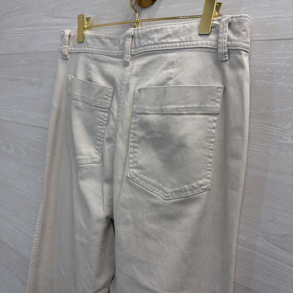Gap Cream Denim High Rise Wide Leg Crop Jeans 6 Tall