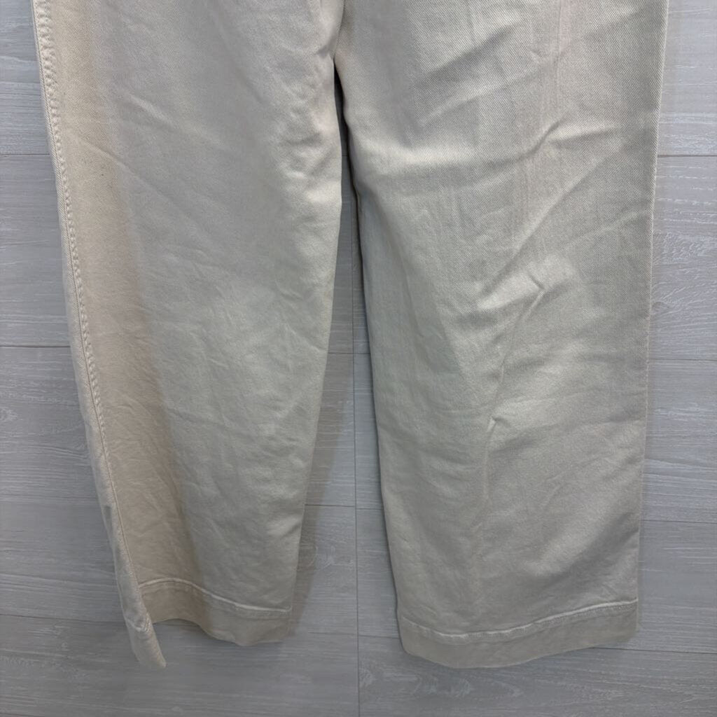 Gap Cream Denim High Rise Wide Leg Crop Jeans 6 Tall