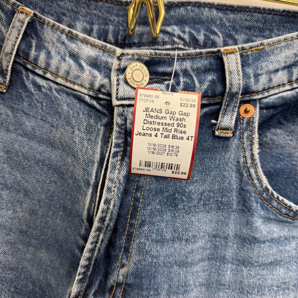 Gap Medium Wash Distressed 90s Loose Mid Rise Jeans 4 Tall