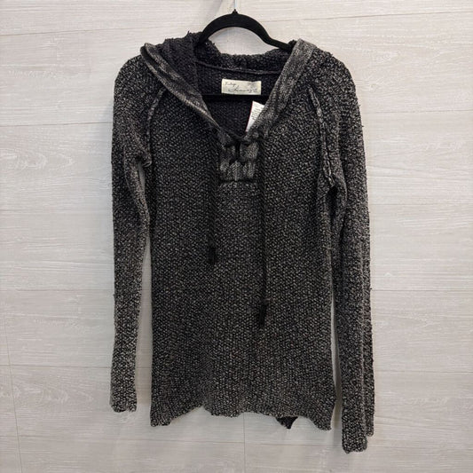 Vintage Havana Black/ White Knit Hooded Long Sleeve Top Medium
