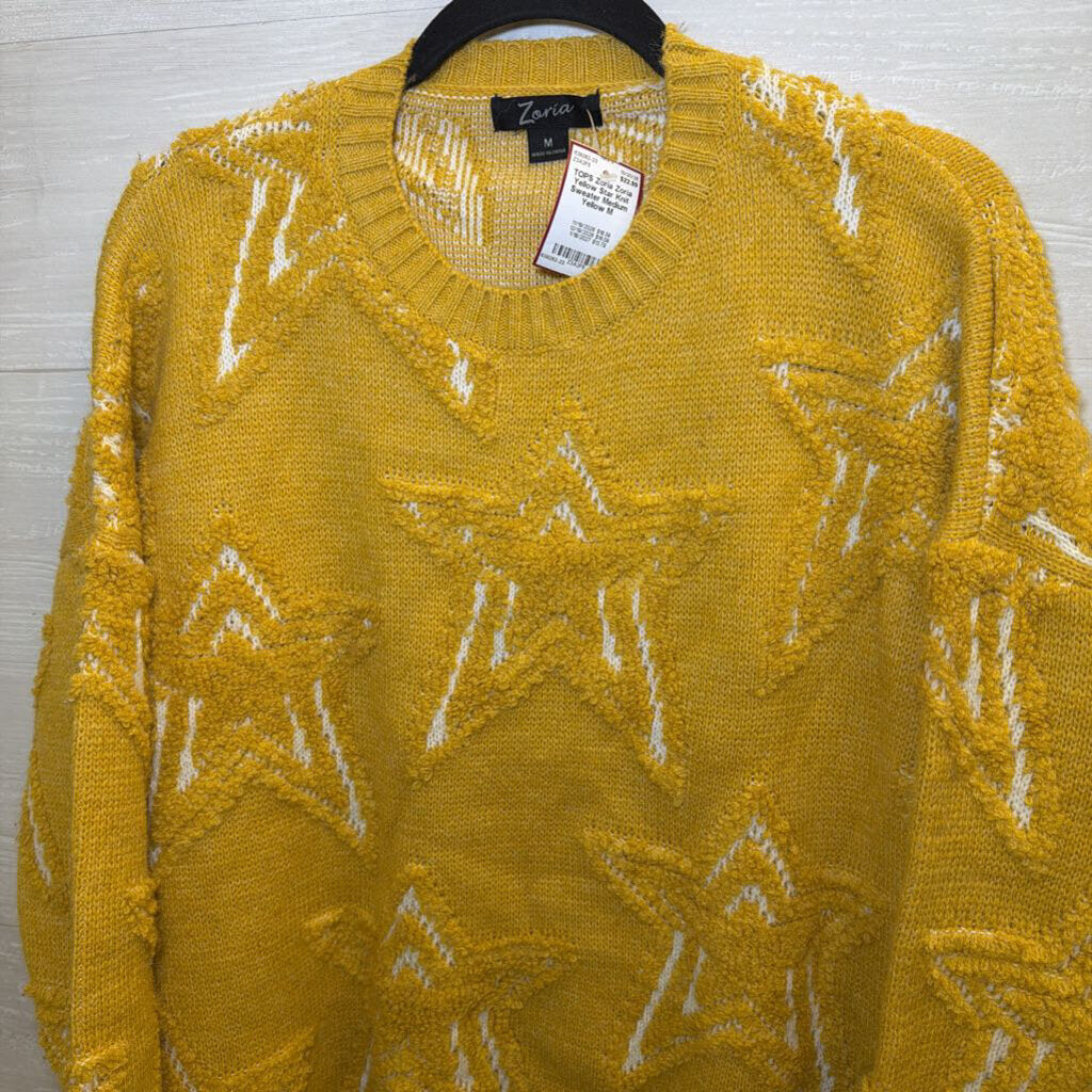 Zoria Yellow Star Knit Sweater Medium