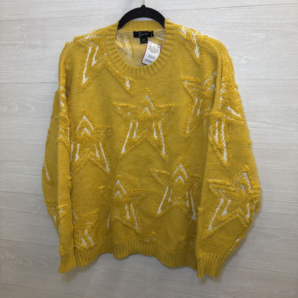 Zoria Yellow Star Knit Sweater Medium