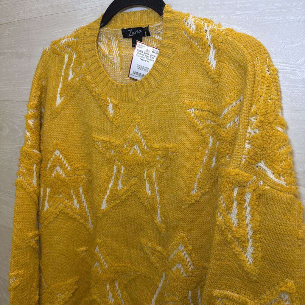 Zoria Yellow Star Knit Sweater Medium