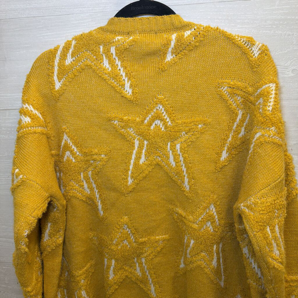 Zoria Yellow Star Knit Sweater Medium