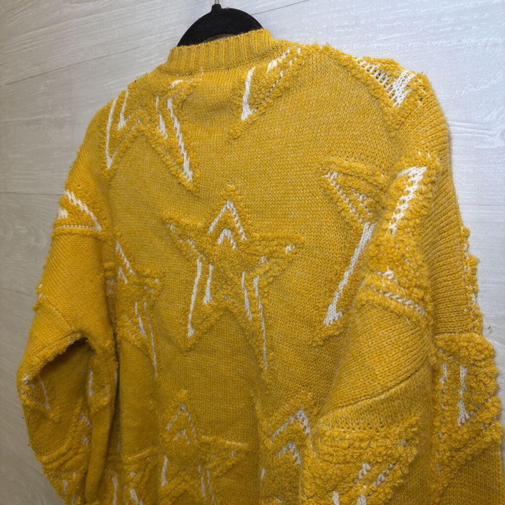 Zoria Yellow Star Knit Sweater Medium