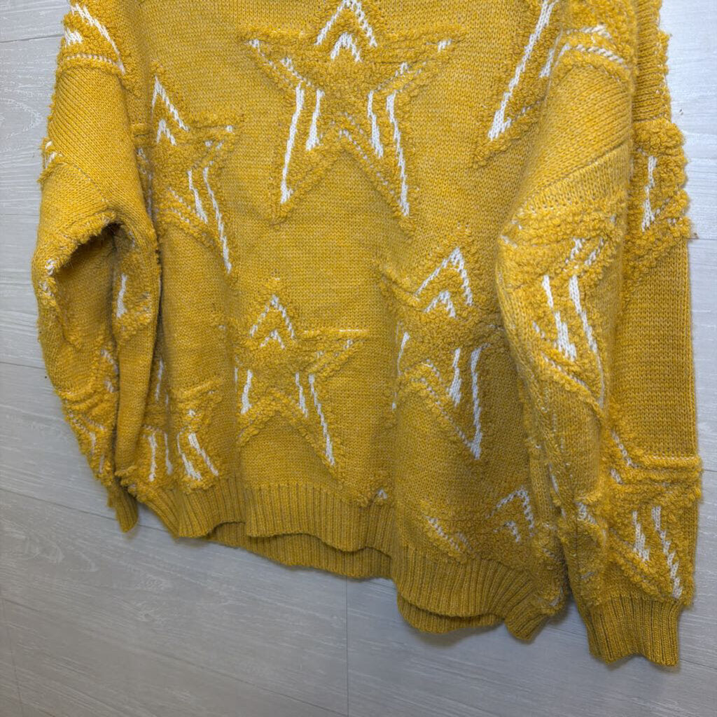 Zoria Yellow Star Knit Sweater Medium