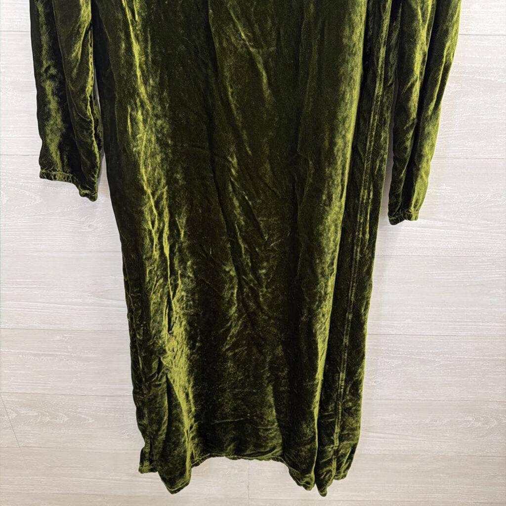 Russ Berens Green Crushed Velvet Long Sleeve Maxi Dress Large