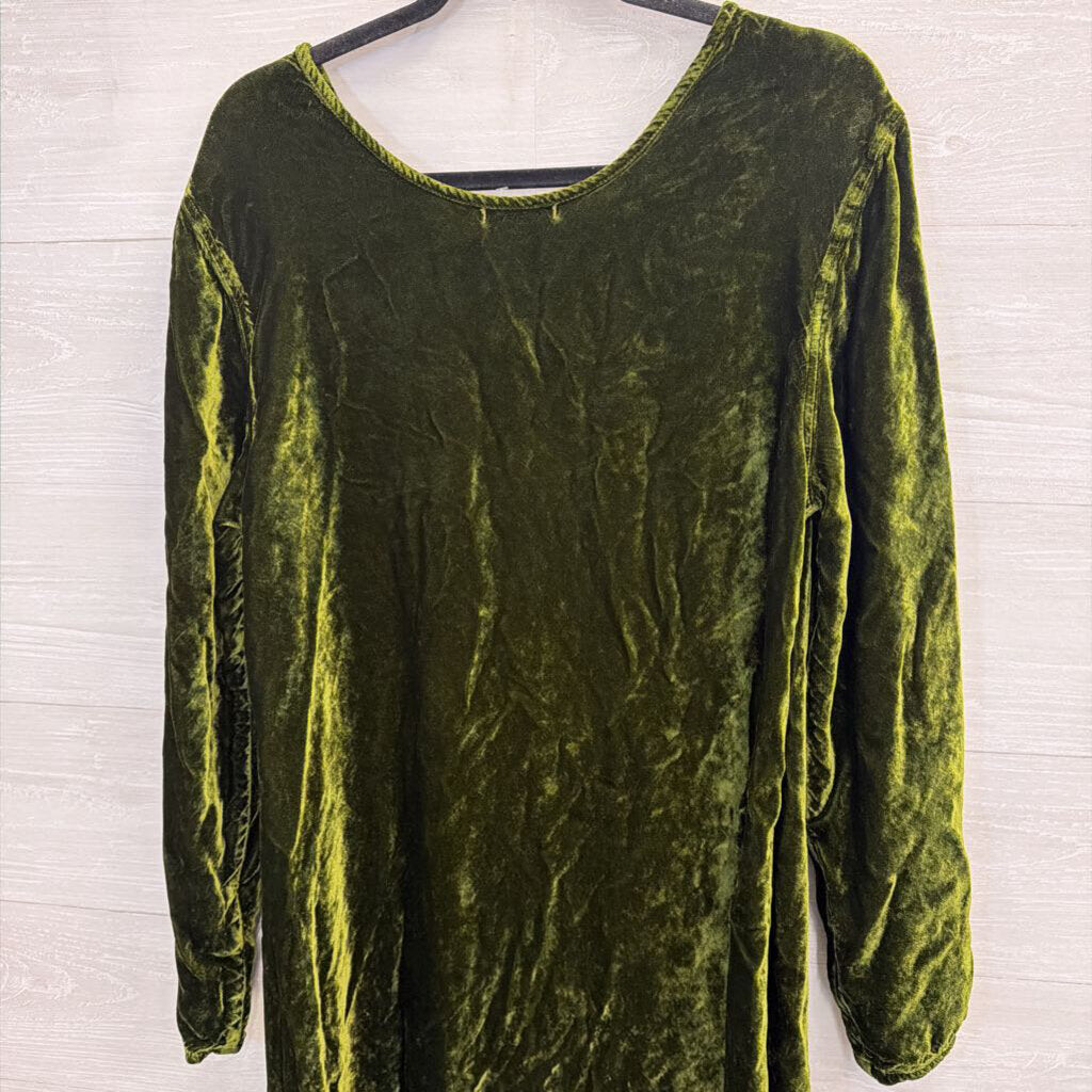Russ Berens Green Crushed Velvet Long Sleeve Maxi Dress Large