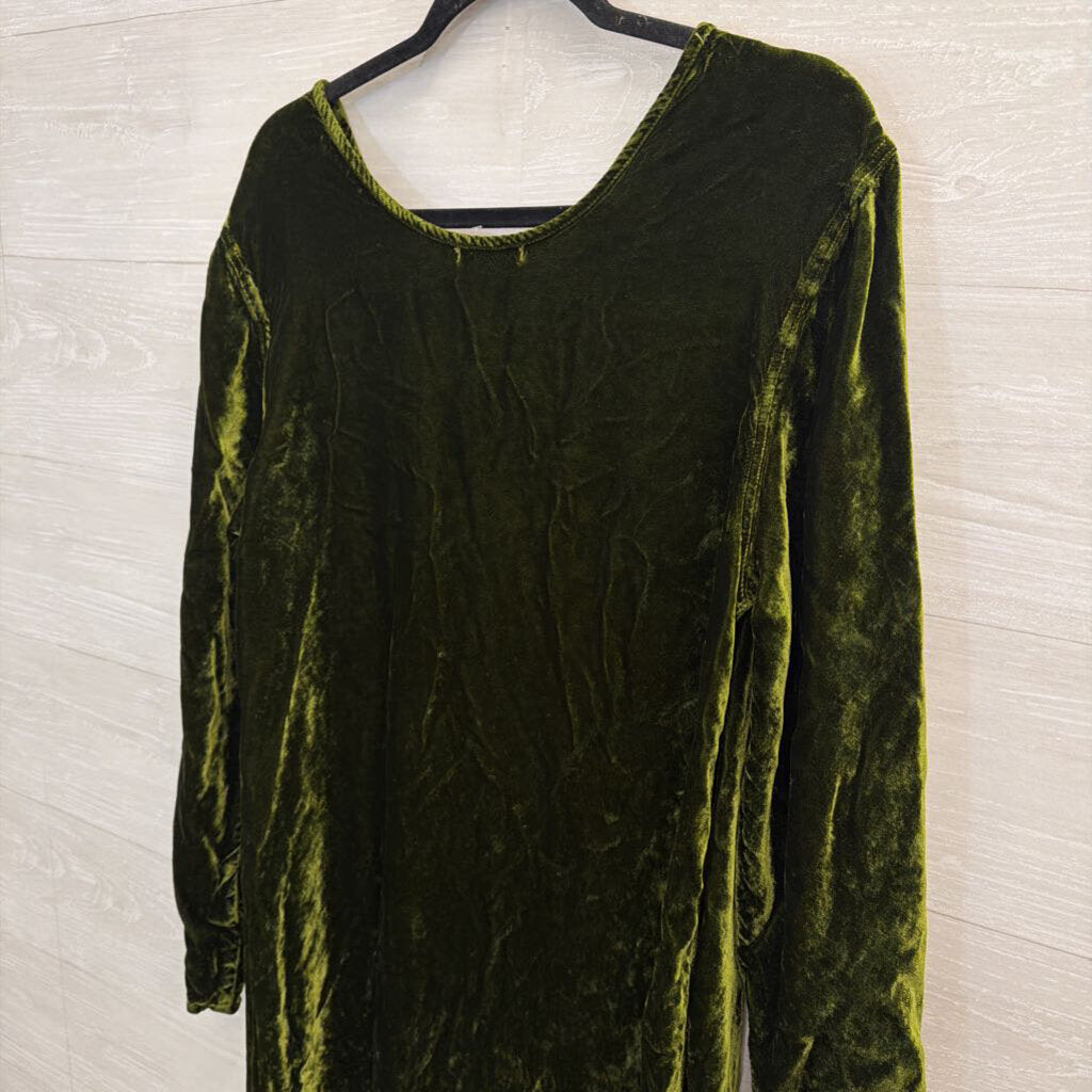 Russ Berens Green Crushed Velvet Long Sleeve Maxi Dress Large