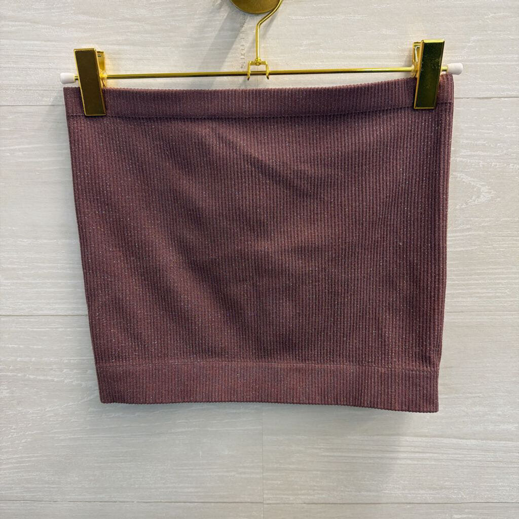 Out From Under Mauve/ Silver Shimmer Cropped Strapless Top XS/S