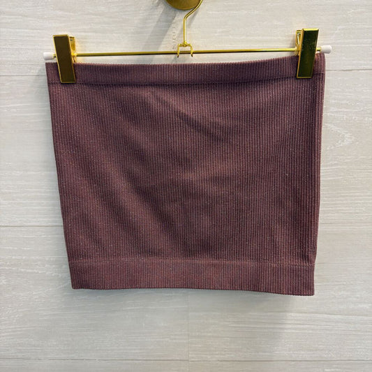 Out From Under Mauve/ Silver Shimmer Cropped Strapless Top XS/S