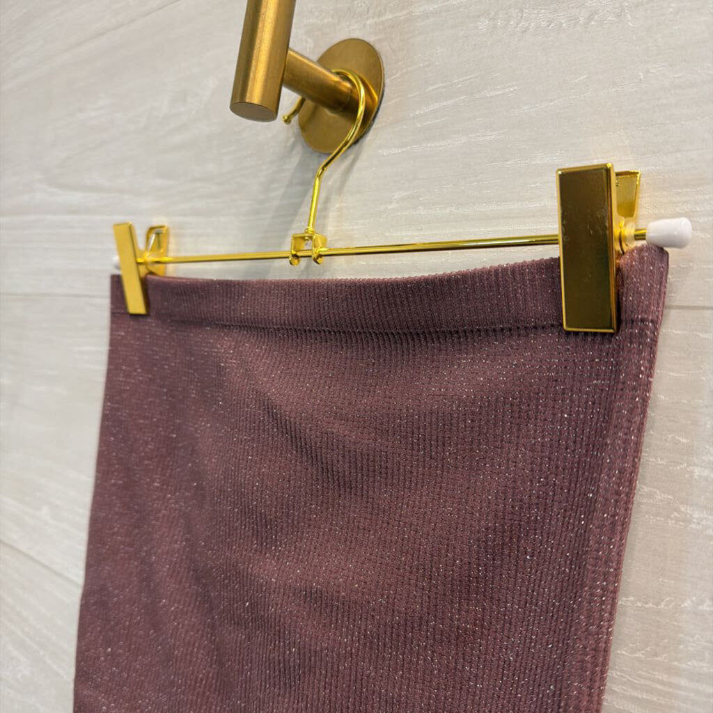 Out From Under Mauve/ Silver Shimmer Cropped Strapless Top XS/S