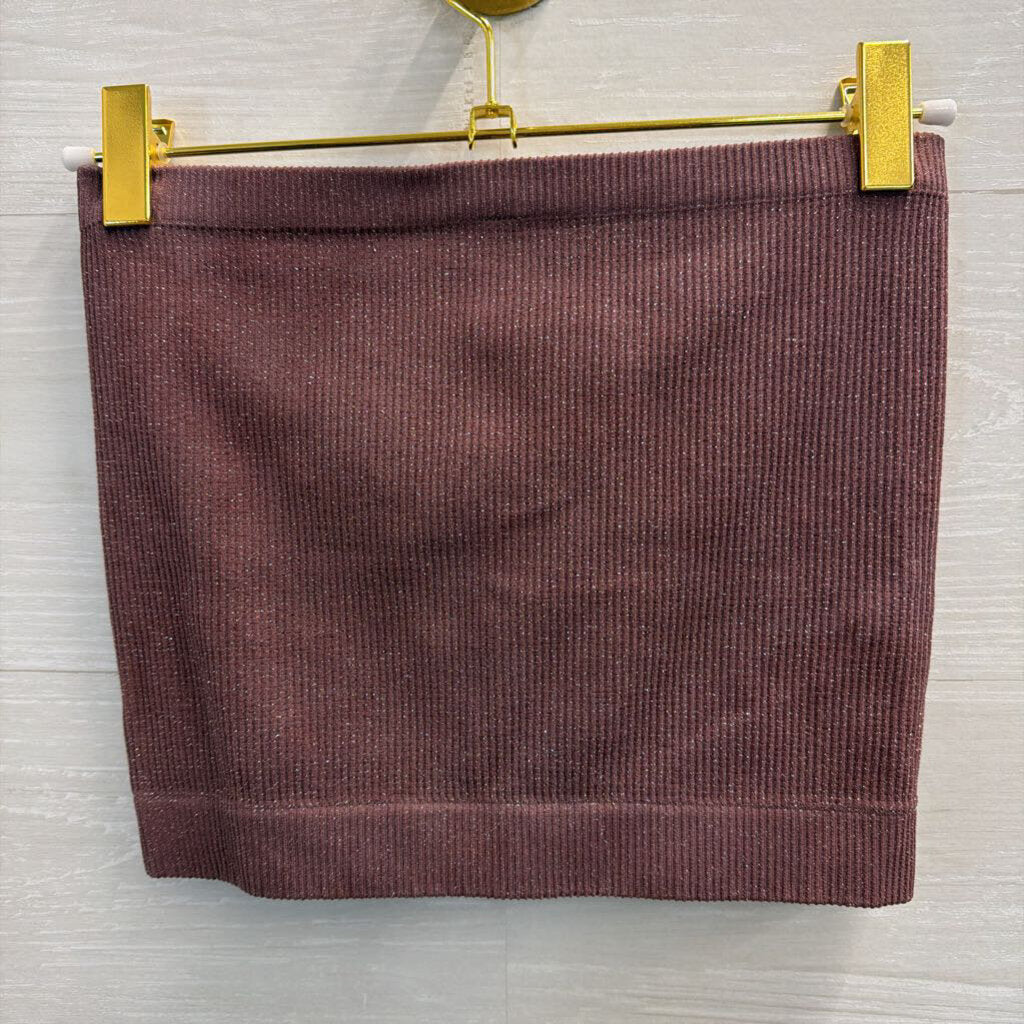 Out From Under Mauve/ Silver Shimmer Cropped Strapless Top XS/S