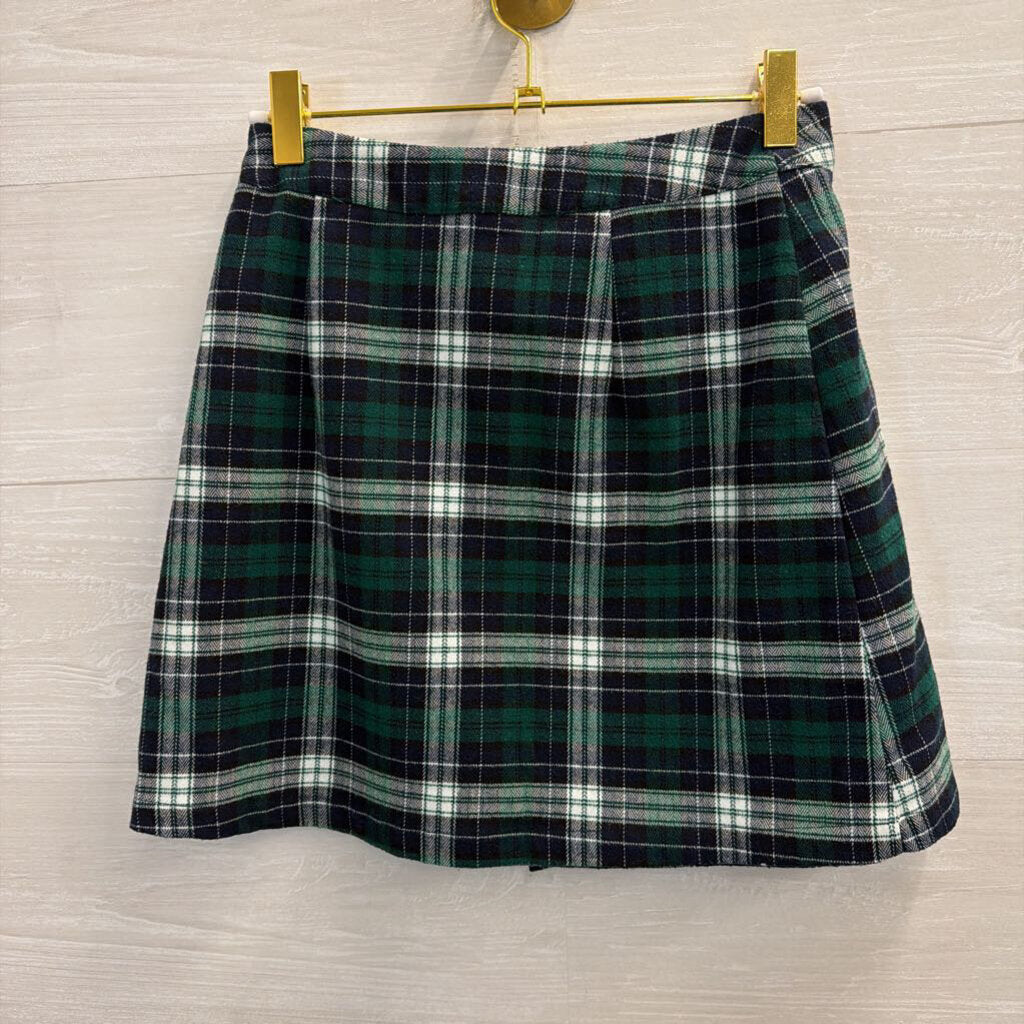 John Galt Green/ Navy Plaid Wrap Skirt Extra Small