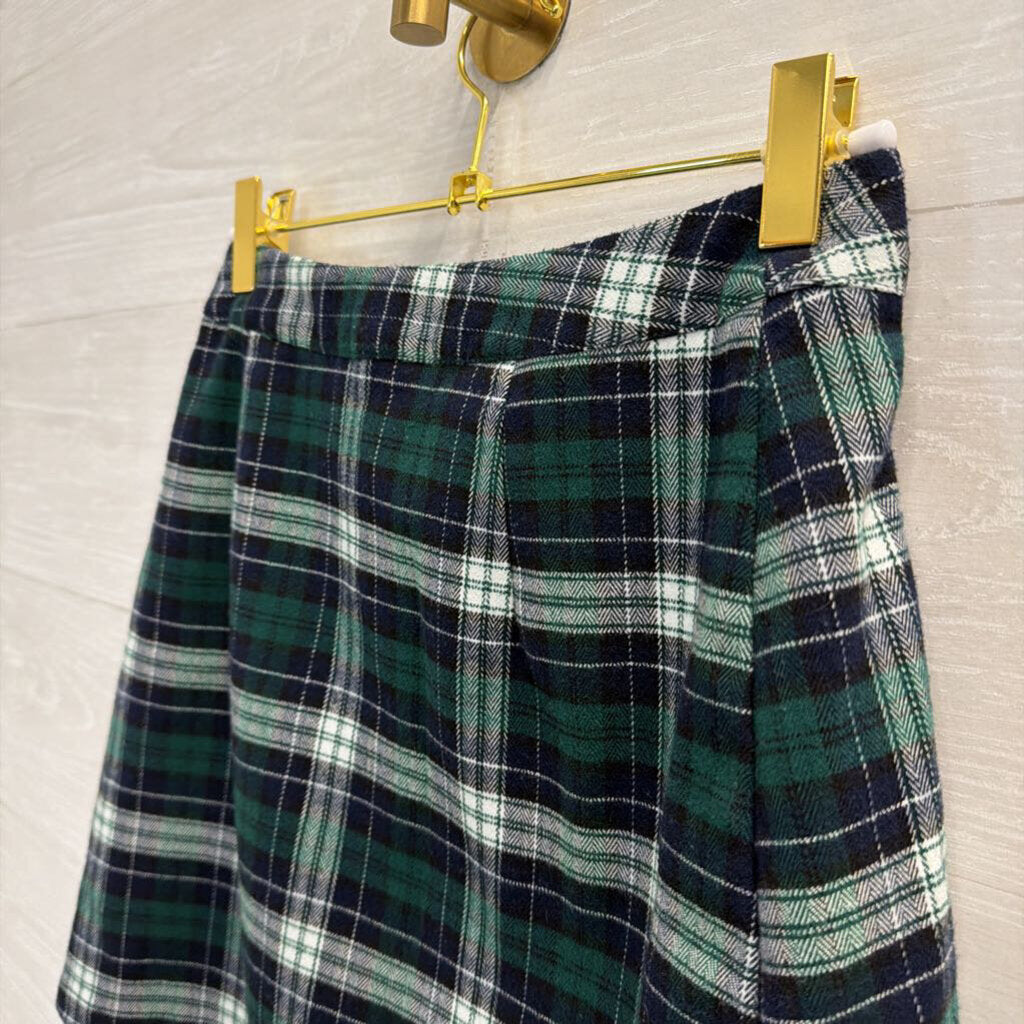 John Galt Green/ Navy Plaid Wrap Skirt Extra Small