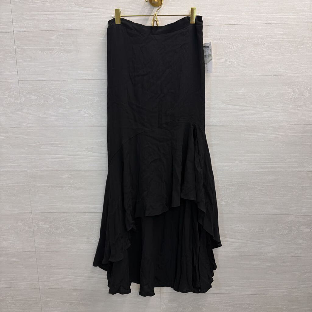Wild Moss Black Ruffle Hem High Low Skirt Medium