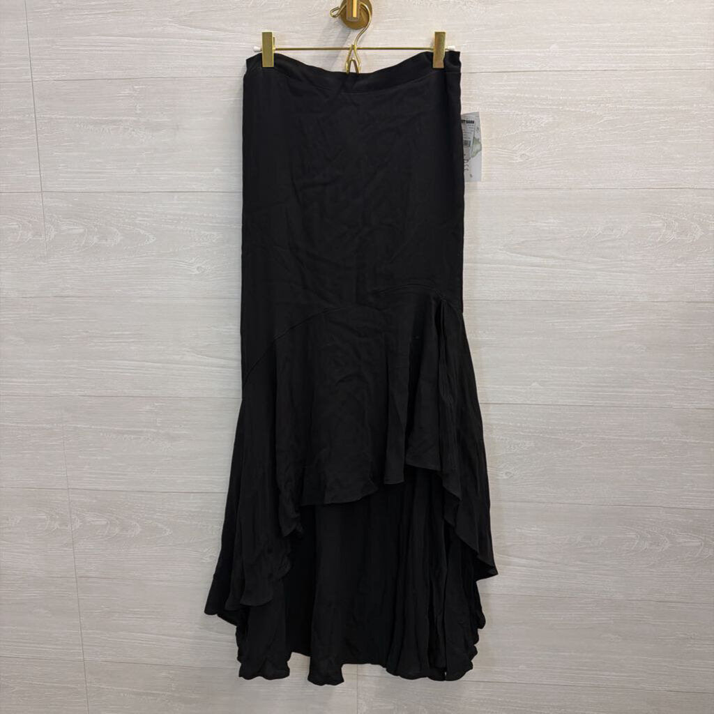 Wild Moss Black Ruffle Hem High Low Skirt Medium