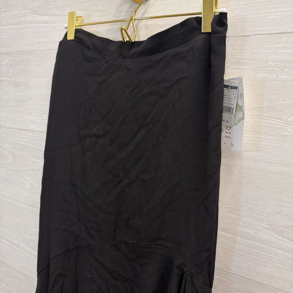 Wild Moss Black Ruffle Hem High Low Skirt Medium