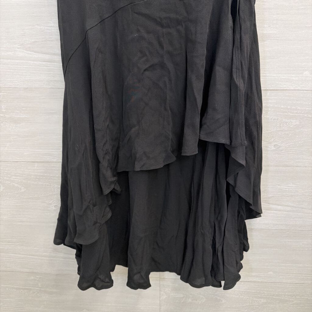 Wild Moss Black Ruffle Hem High Low Skirt Medium